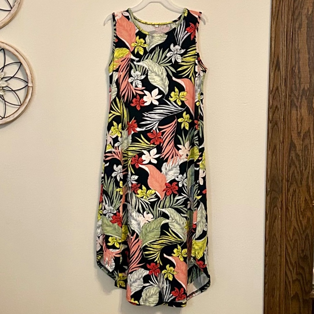 Girls Tropical Print Summer Dress, Size 2XL